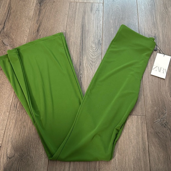 ZARA GREEN WIDE LEG PANTS NEVER WORN TAGS ATTACHED NEW! SIZE SMALL - Picture 3 of 3